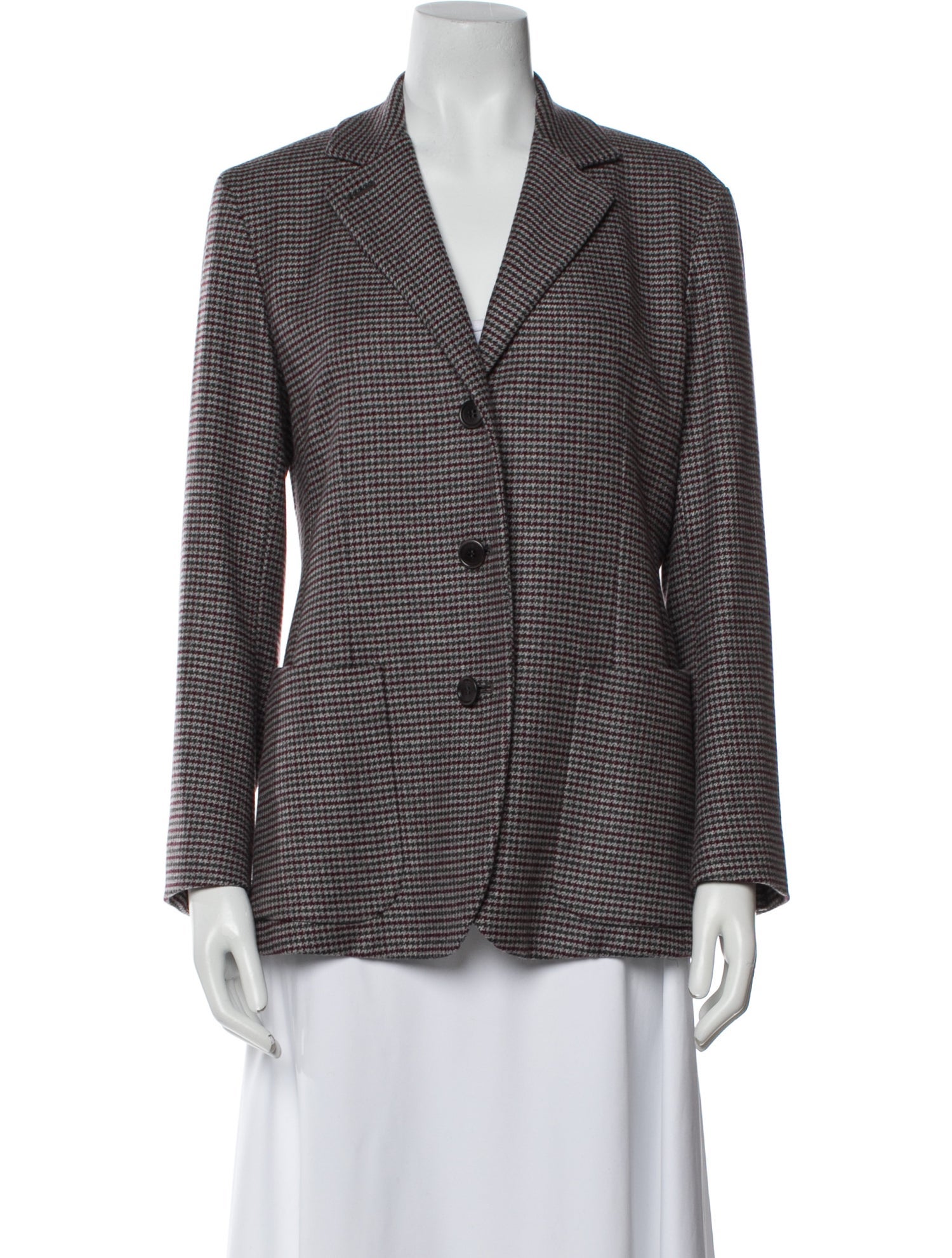 Loro Piana Cashmere Houndstooth Print Blazer