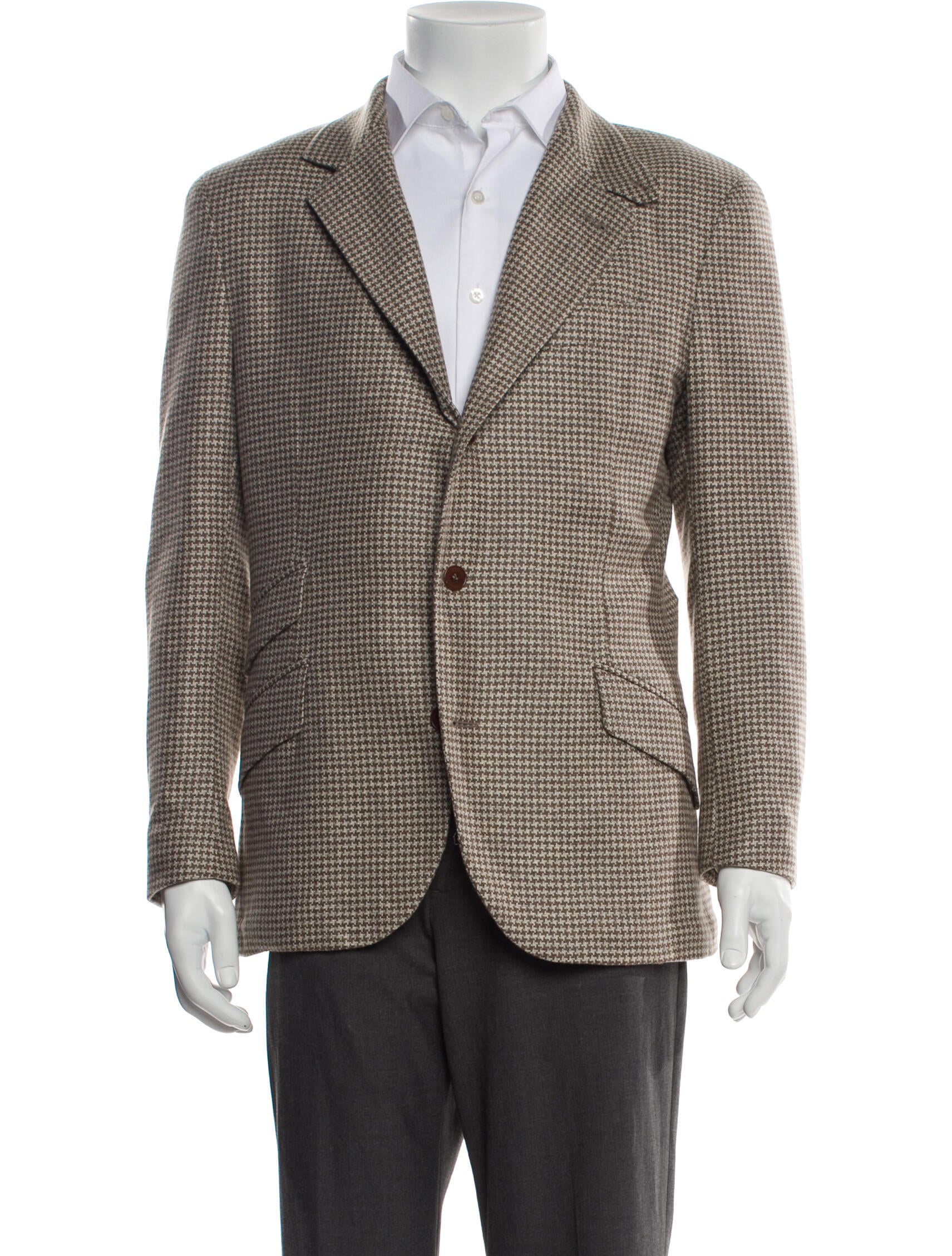 Loro Piana Cashmere Houndstooth Print Blazer