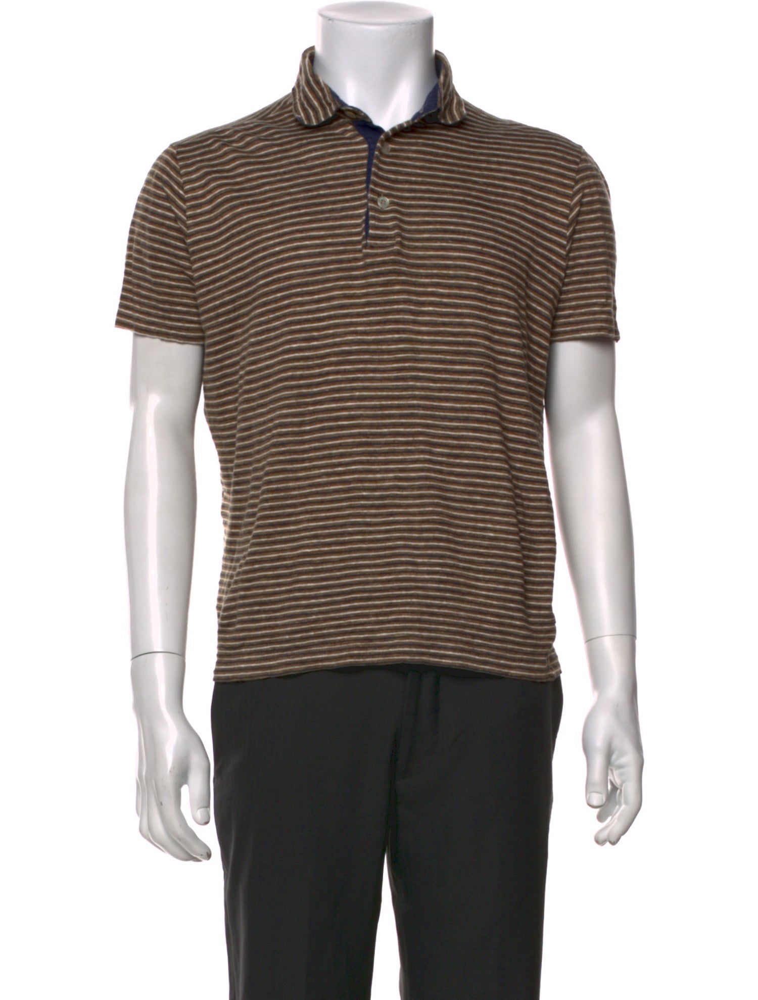 Loro Piana Linen Striped Polo Shirt