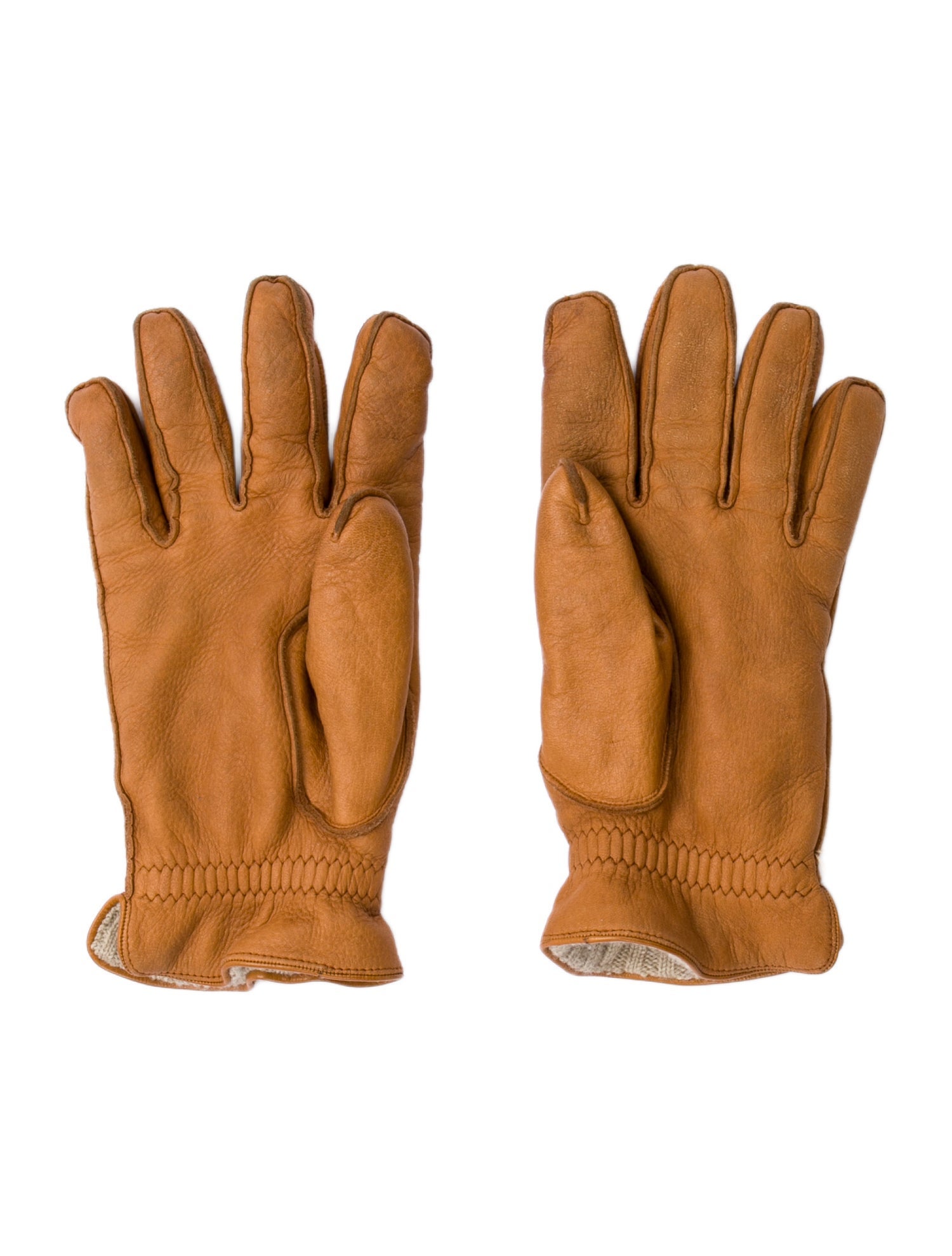 Loro Piana Leather Cashmere Pattern Print Gloves