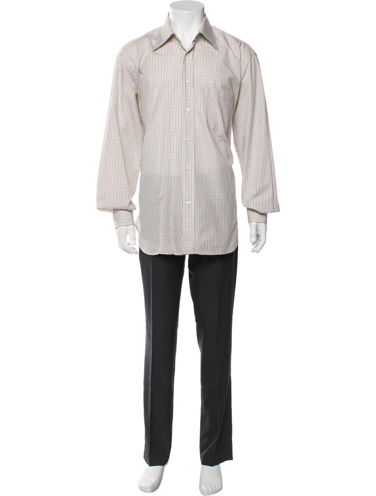 Loro Piana Plaid Print Long Sleeve Dress Shirt