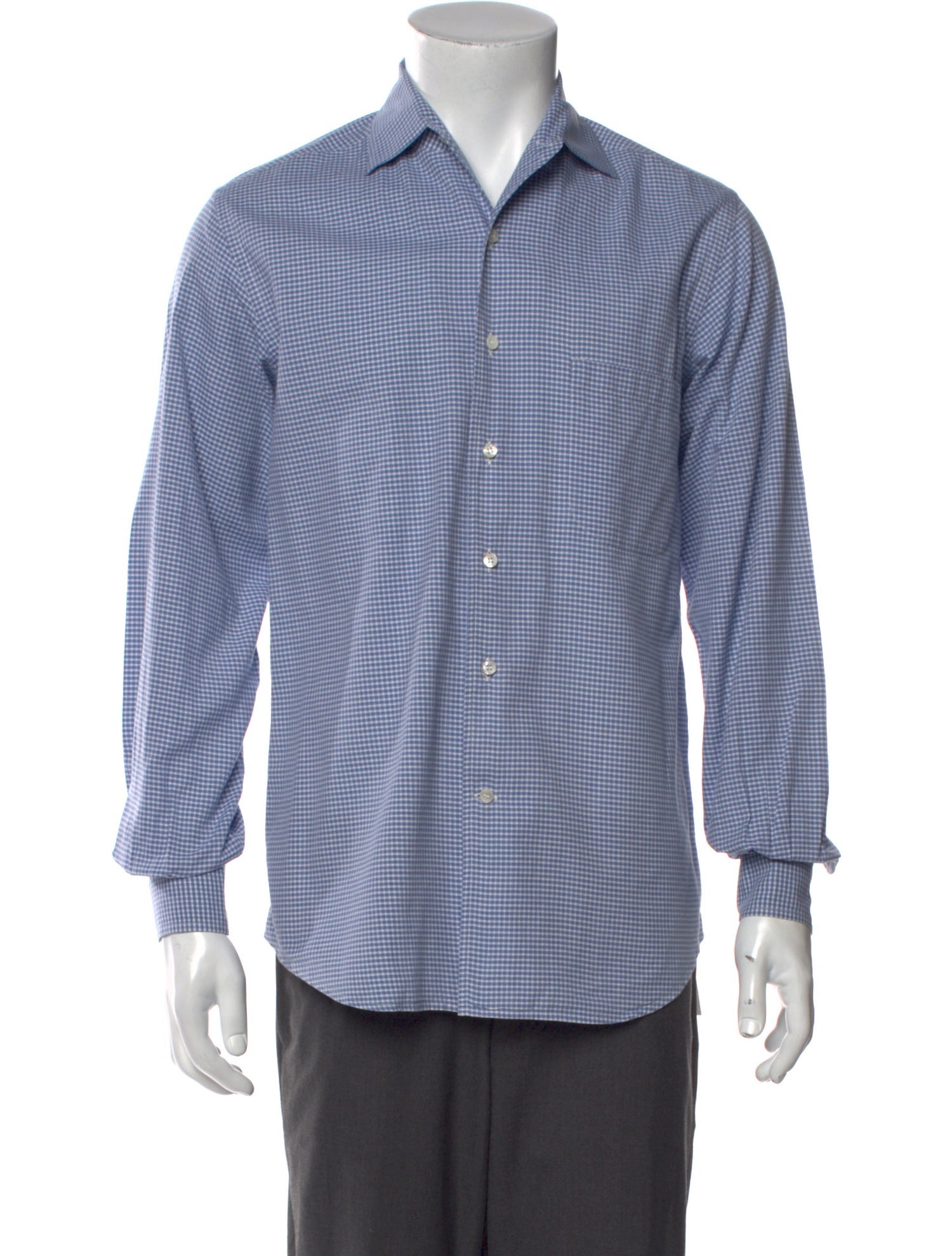 Loro Piana Plaid Print Long Sleeve Dress Shirt