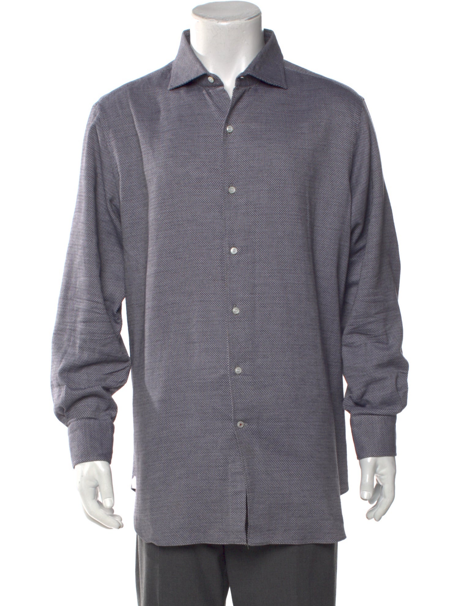 Loro Piana Plaid Print Long Sleeve Dress Shirt