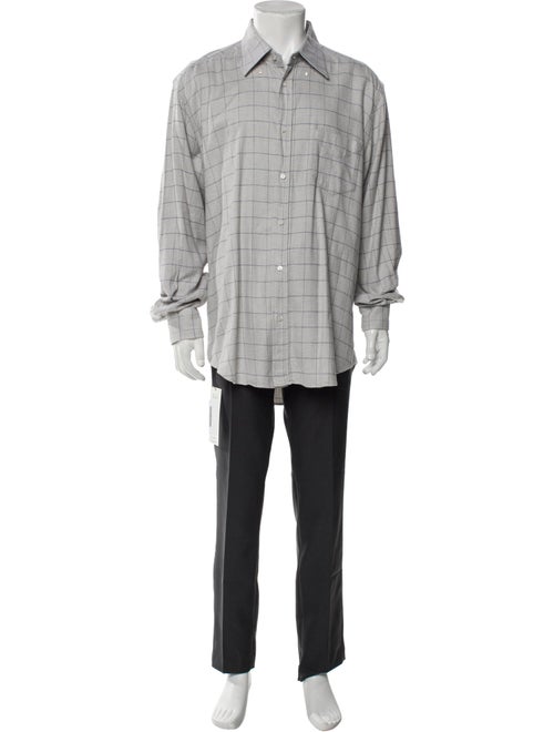 Loro Piana Plaid Print Long Sleeve Shirt