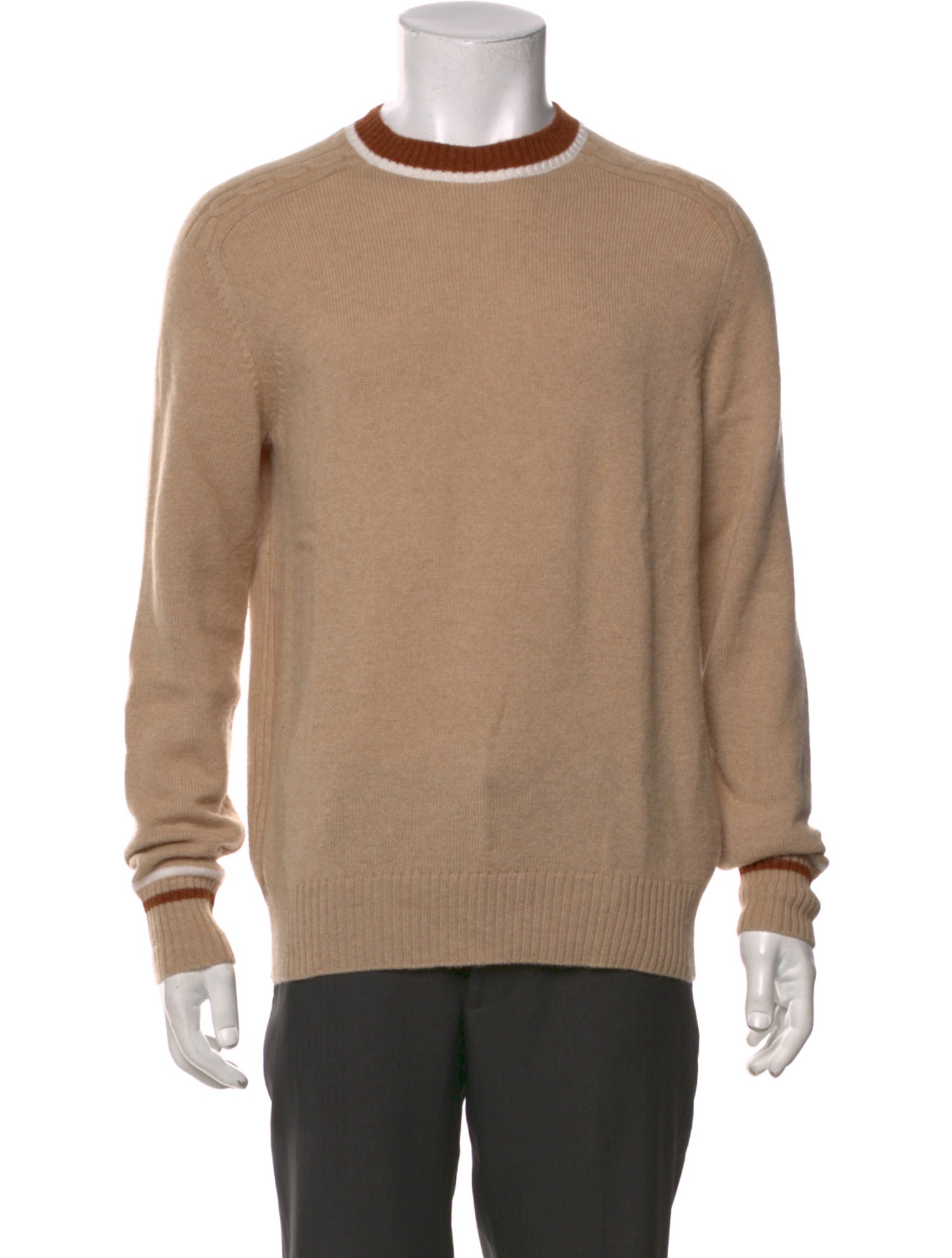 Loro Piana Camel Leather Crew Neck Pullover