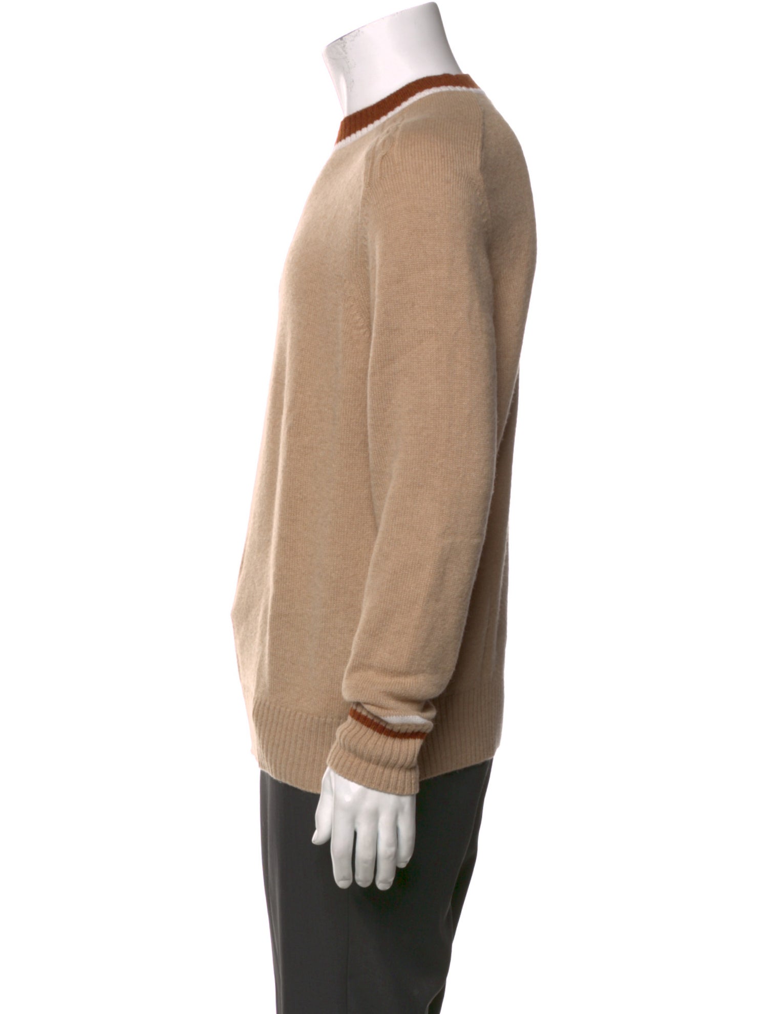Loro Piana Camel Leather Crew Neck Pullover