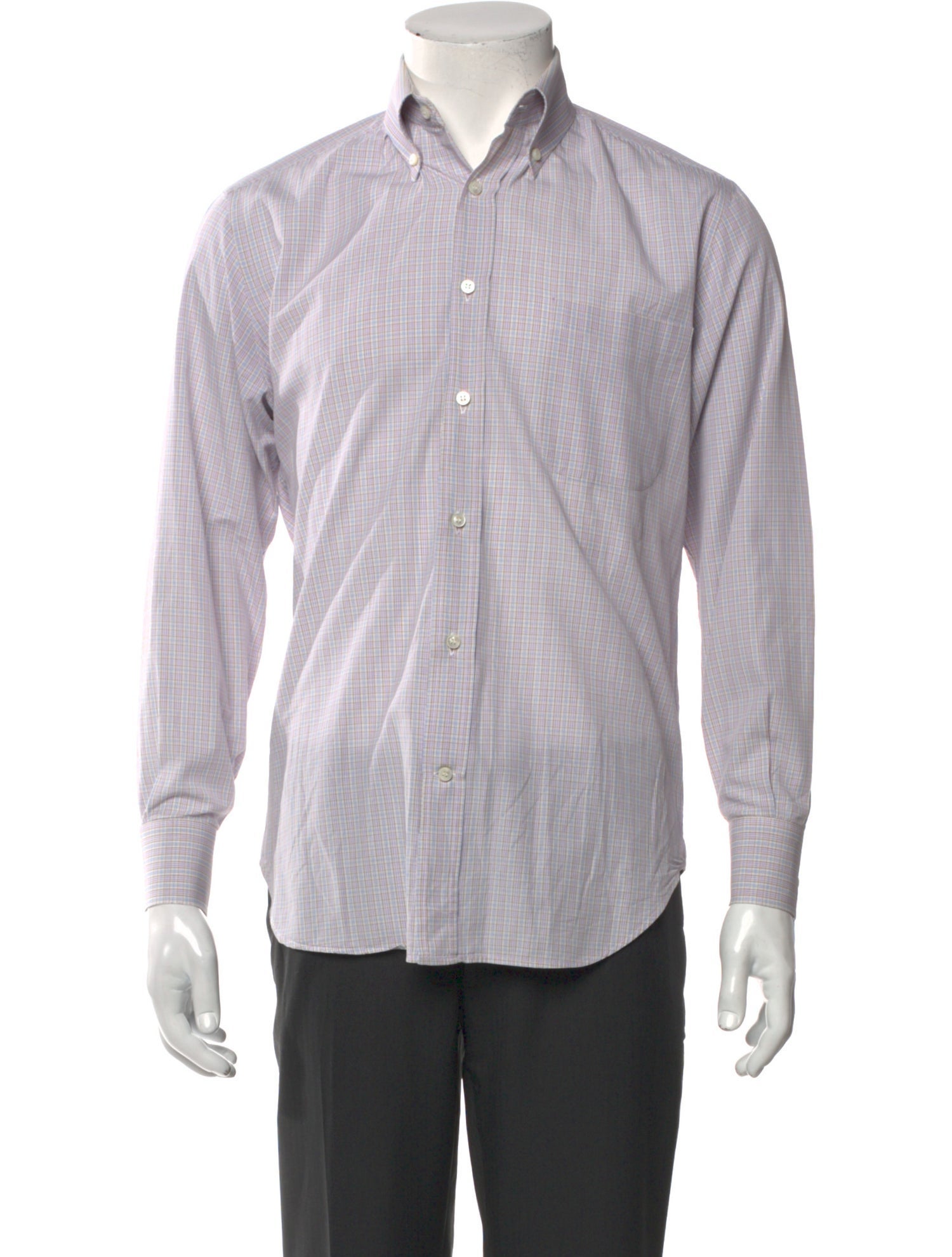 Loro Piana Plaid Print Long Sleeve Dress Shirt