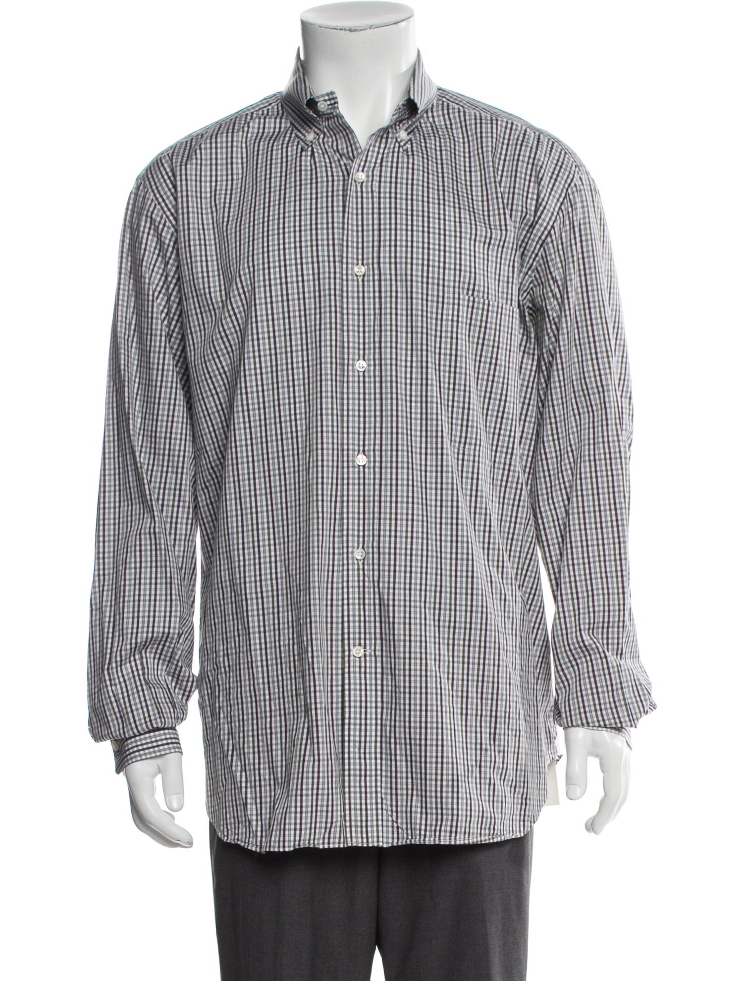 Loro Piana Plaid Print Long Sleeve Dress Shirt