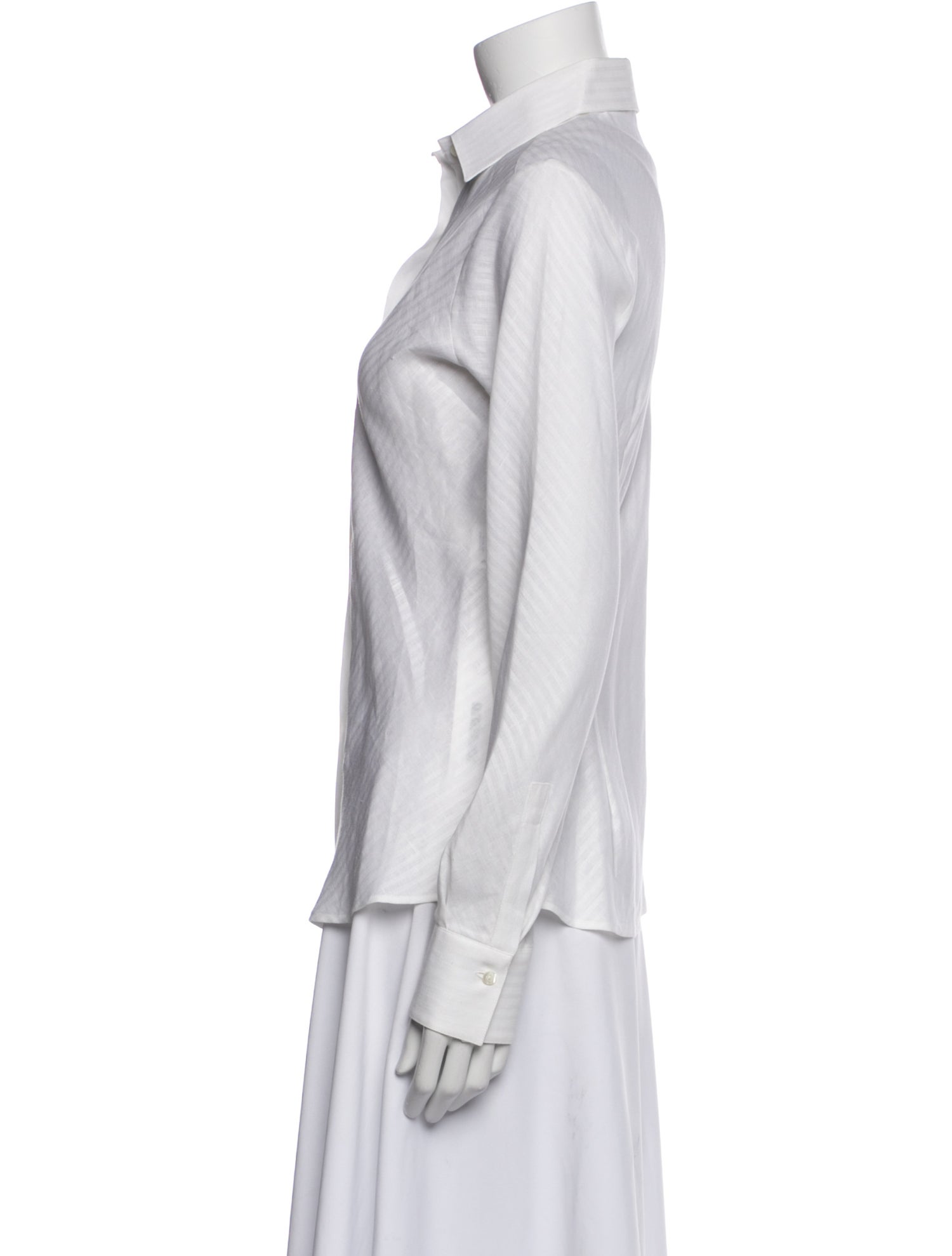 Loro Piana Linen Long Sleeve Button-Up Top