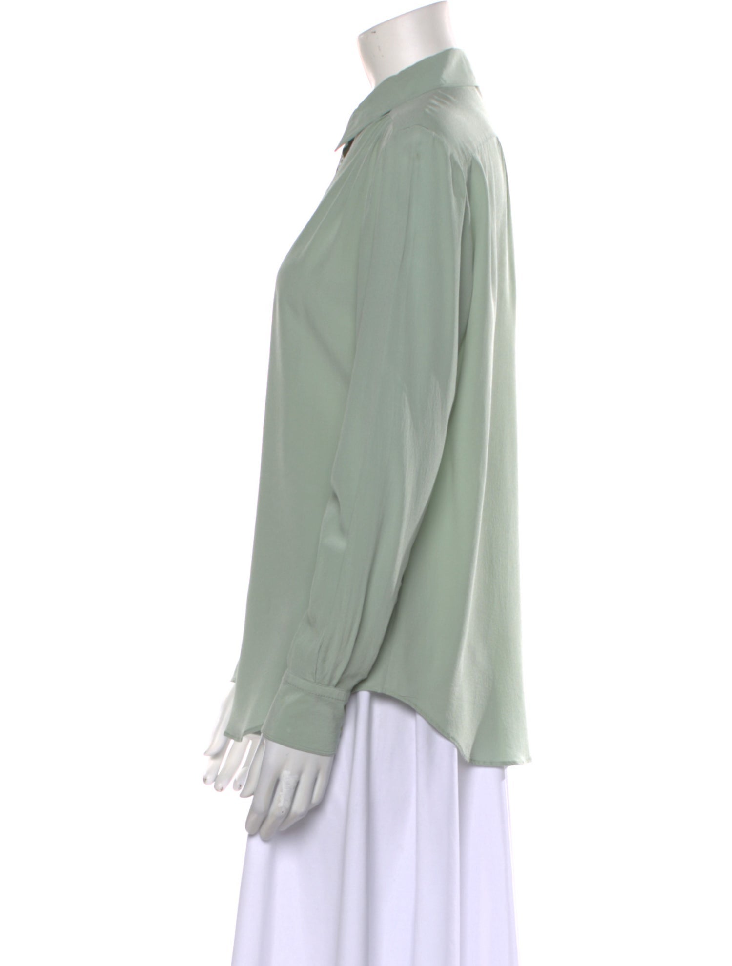 Loro Piana Silk Long Sleeve Button-Up Top