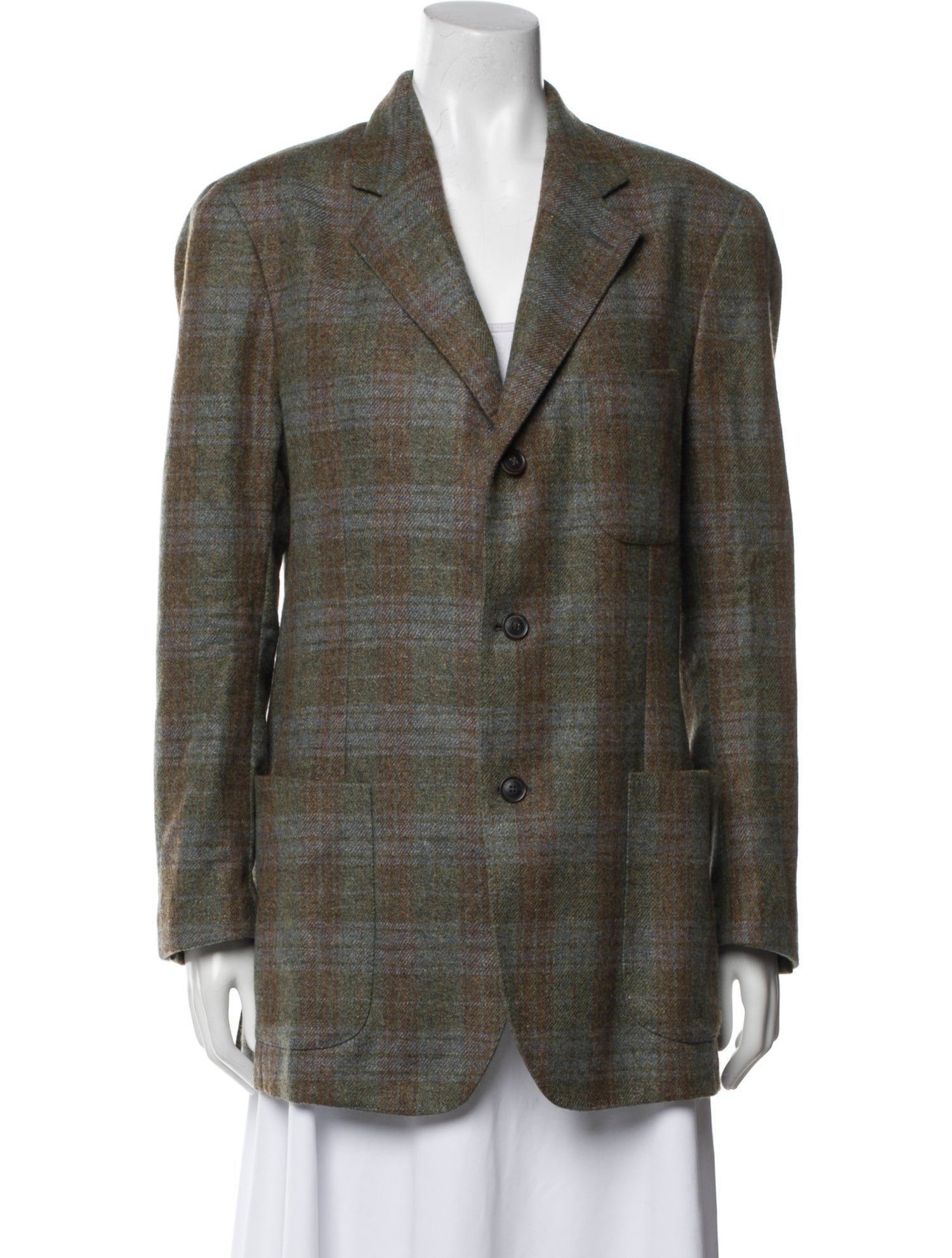 Loro Piana Cashmere Plaid Print Sport Coat