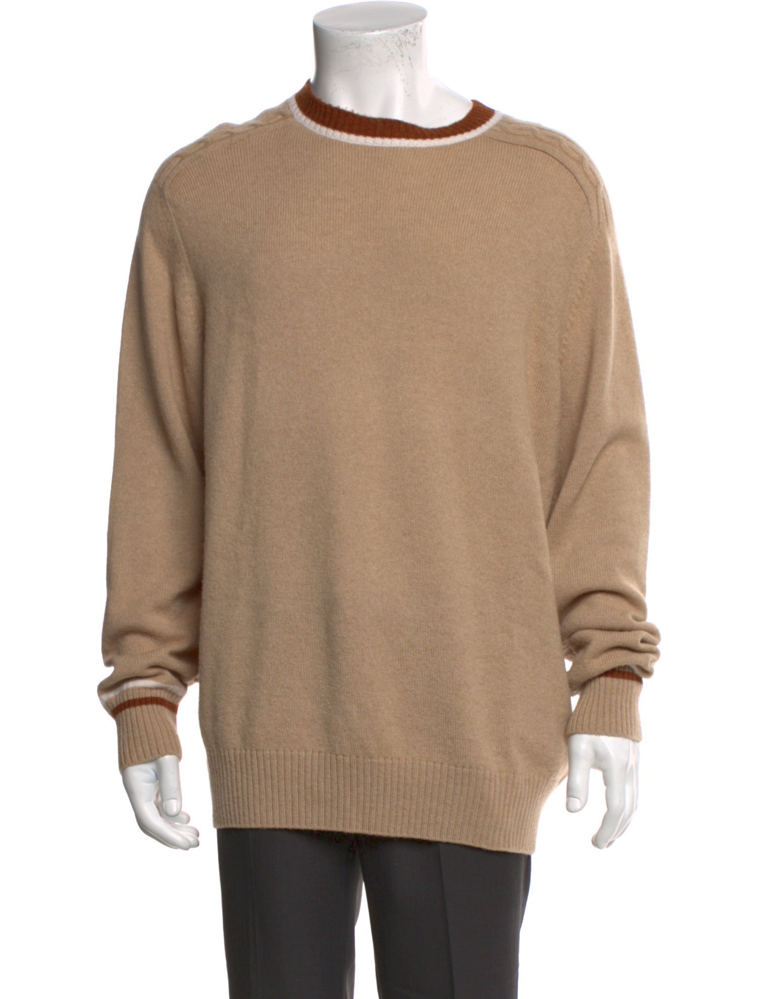 Loro Piana Camel Leather Crew Neck Pullover