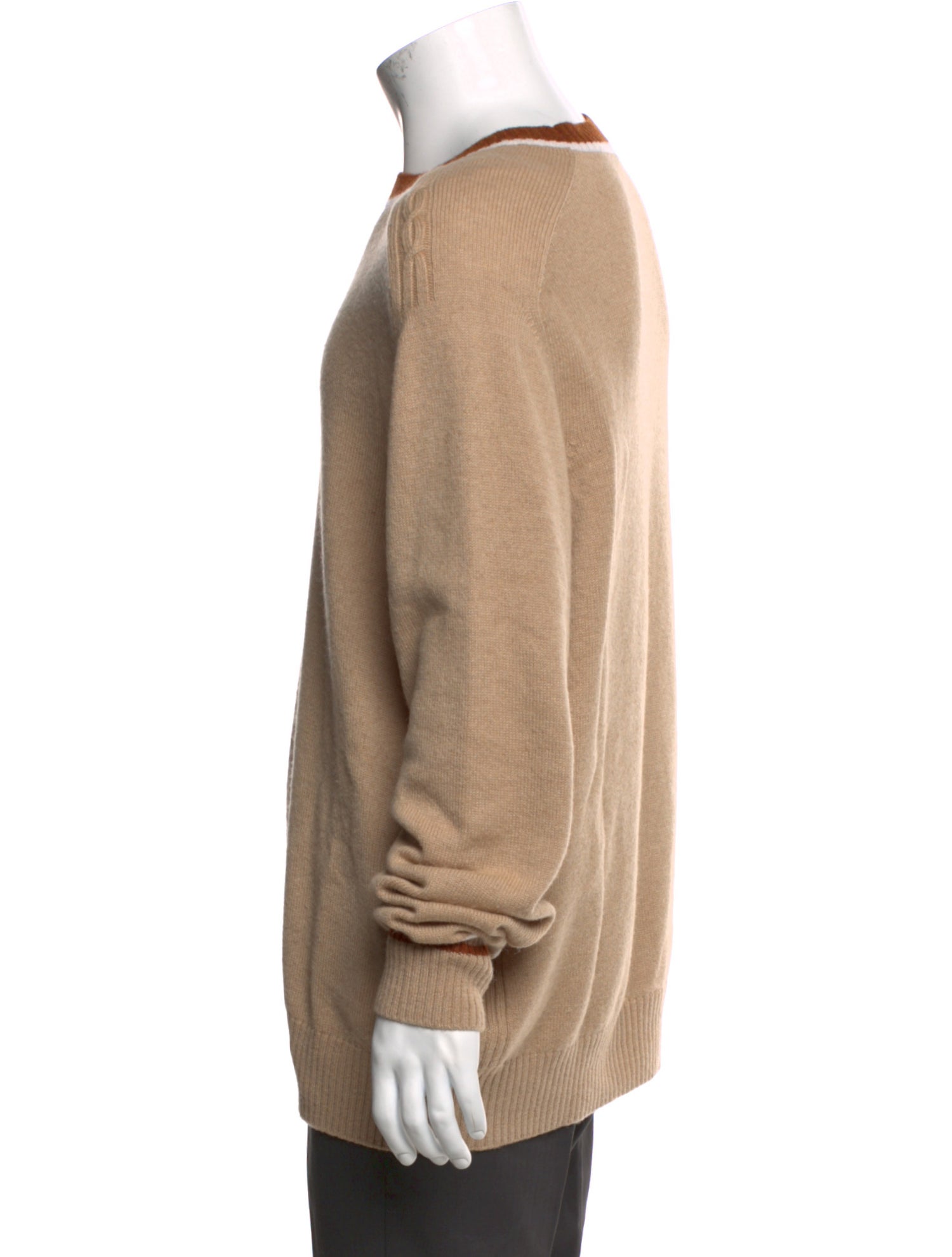 Loro Piana Camel Leather Crew Neck Pullover