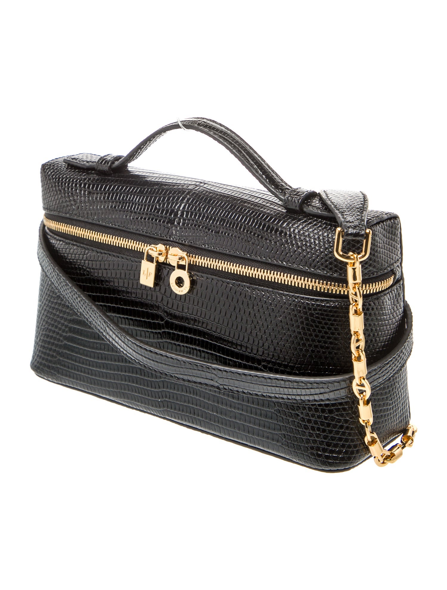 Loro Piana Lizard Extra Pocket 19 - Black Handle Bags, Handbags