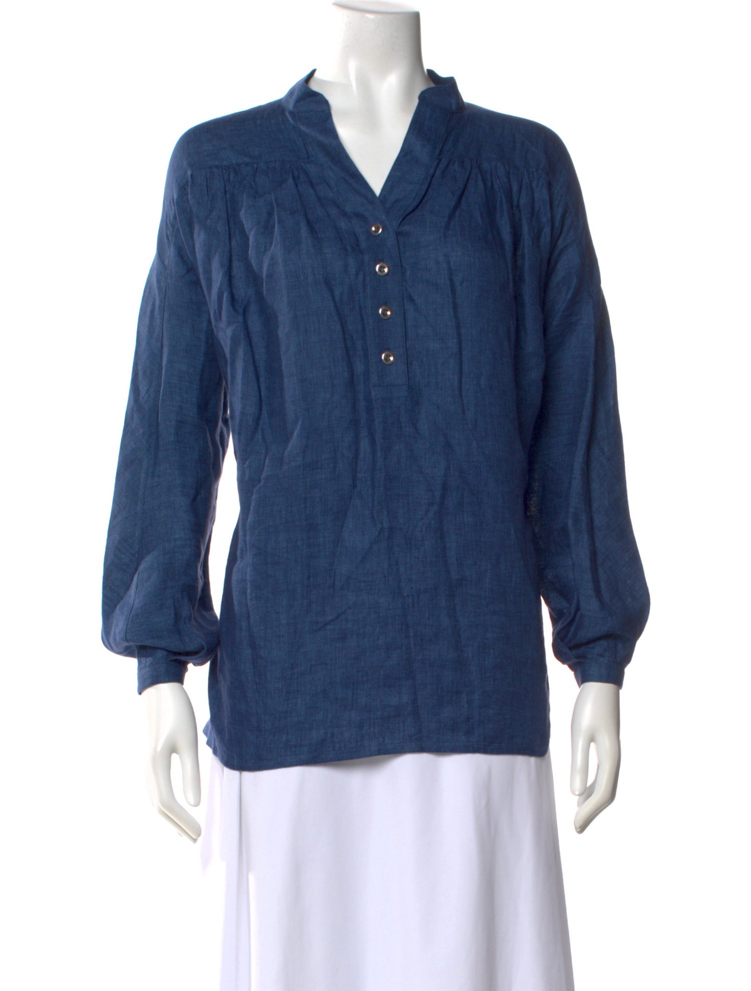 Loro Piana Linen V-Neck Blouse