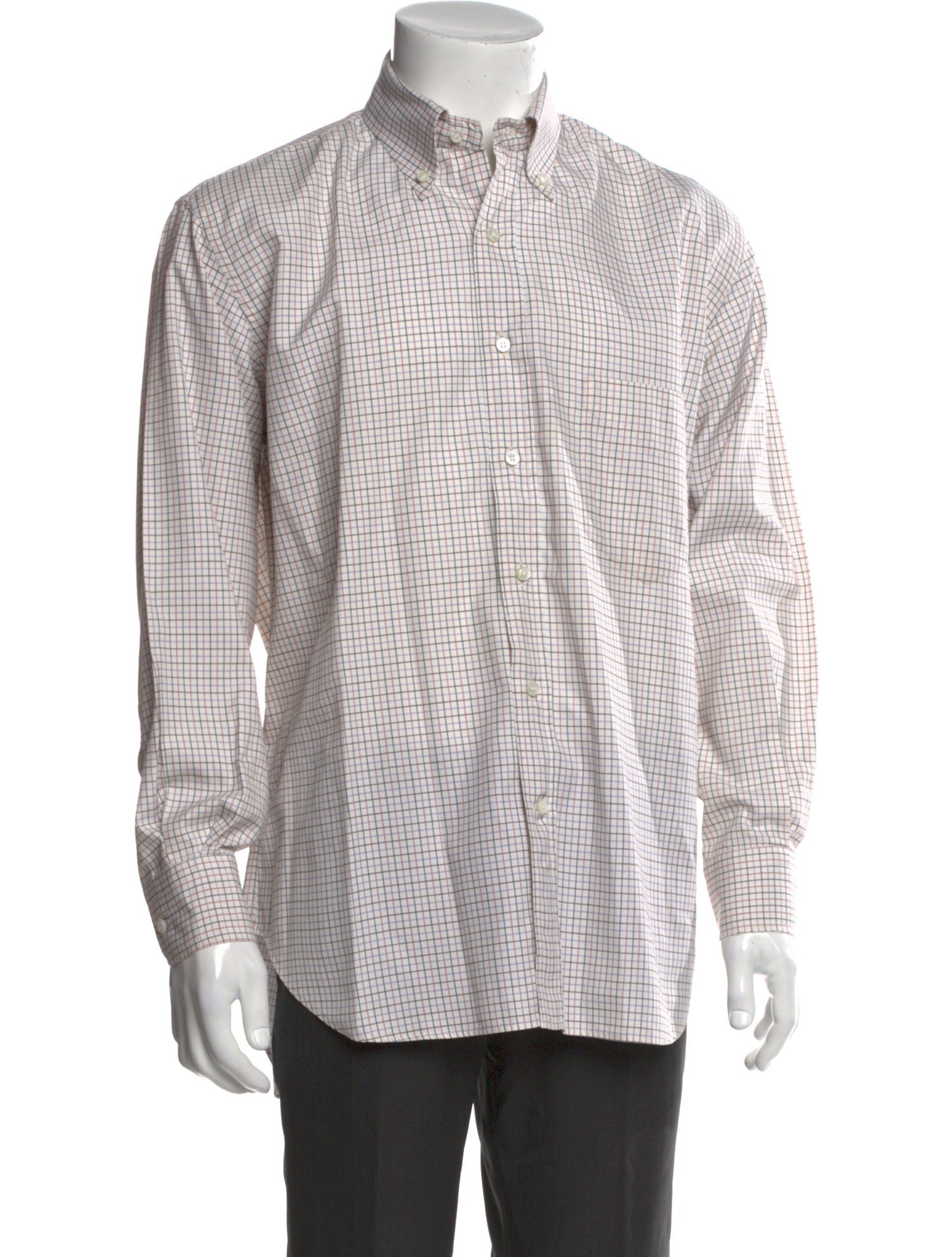 Loro Piana Plaid Print Long Sleeve Dress Shirt