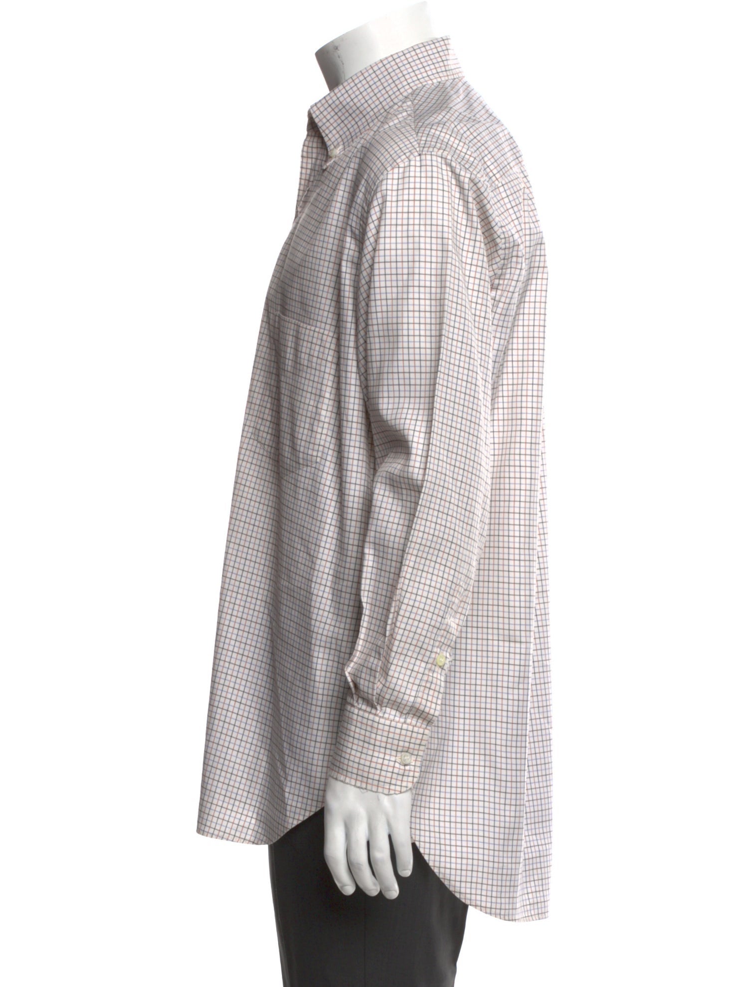 Loro Piana Plaid Print Long Sleeve Dress Shirt