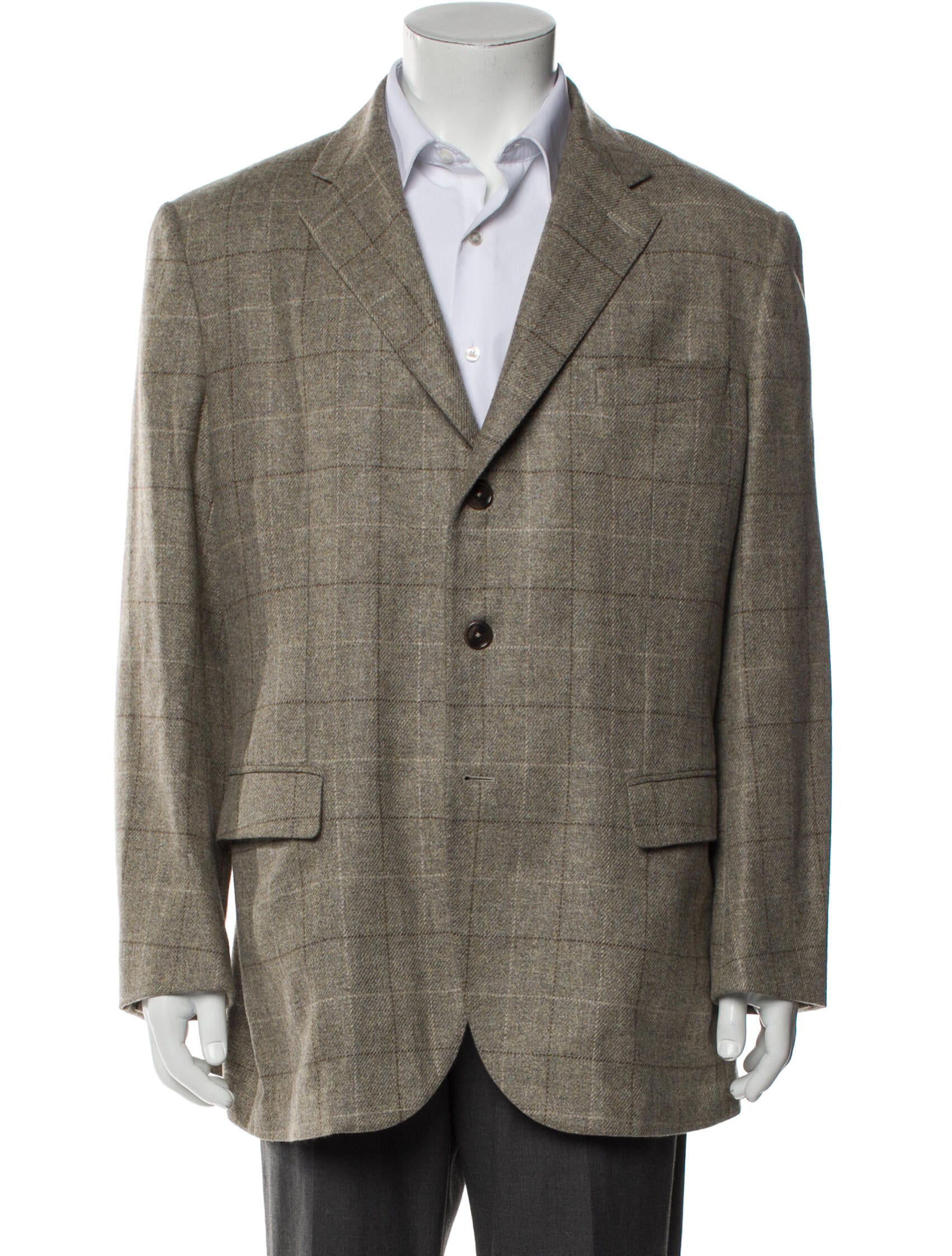 Loro Piana Cashmere Plaid Print Peacoat