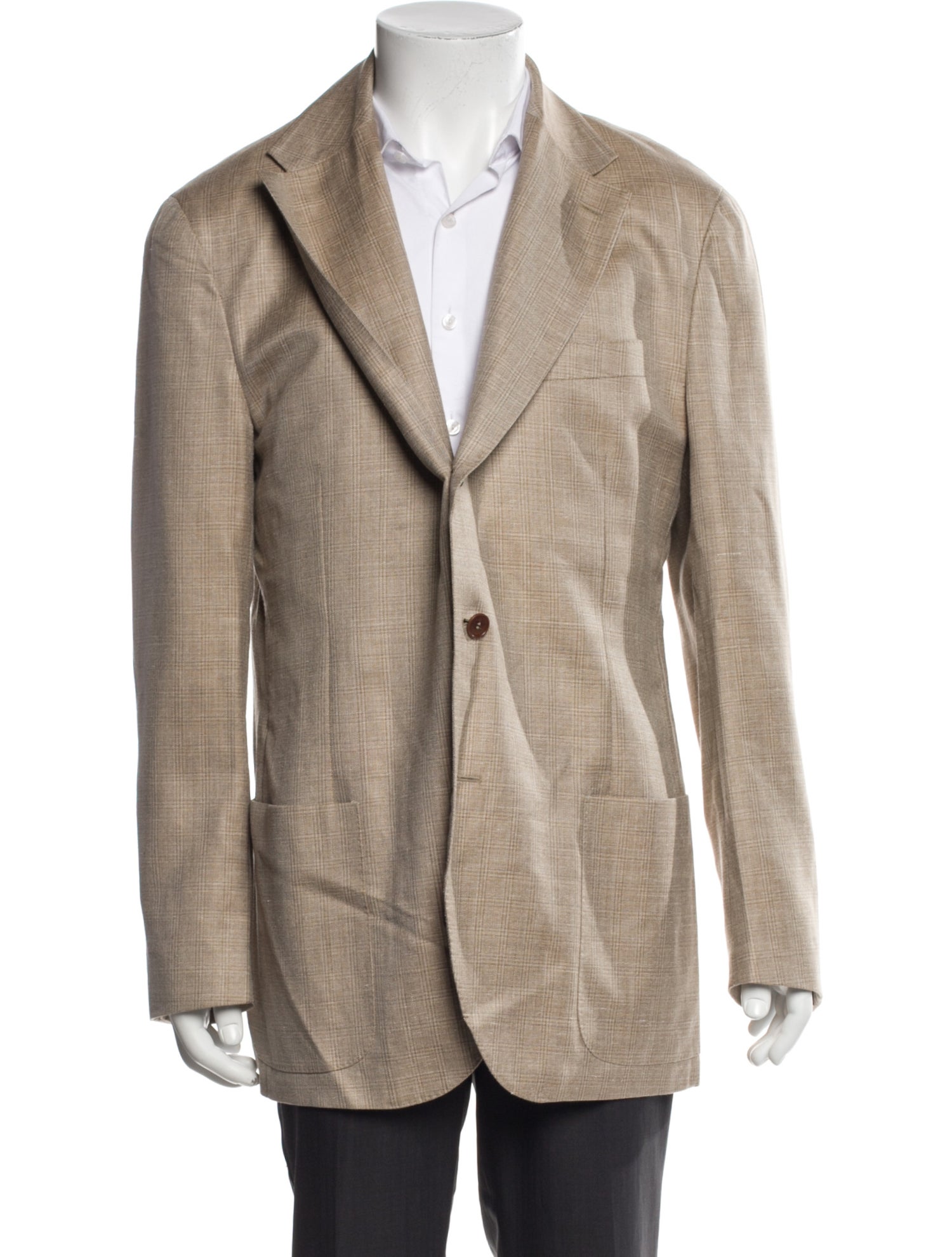 Loro Piana Virgin Wool Plaid Print Blazer
