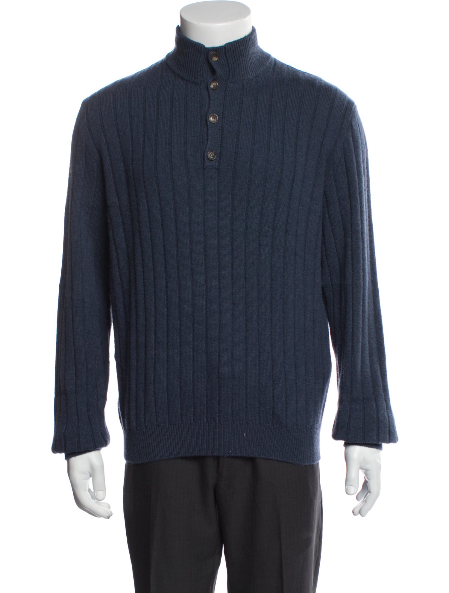 Loro Piana Cashmere Mock Neck Polo Sweater