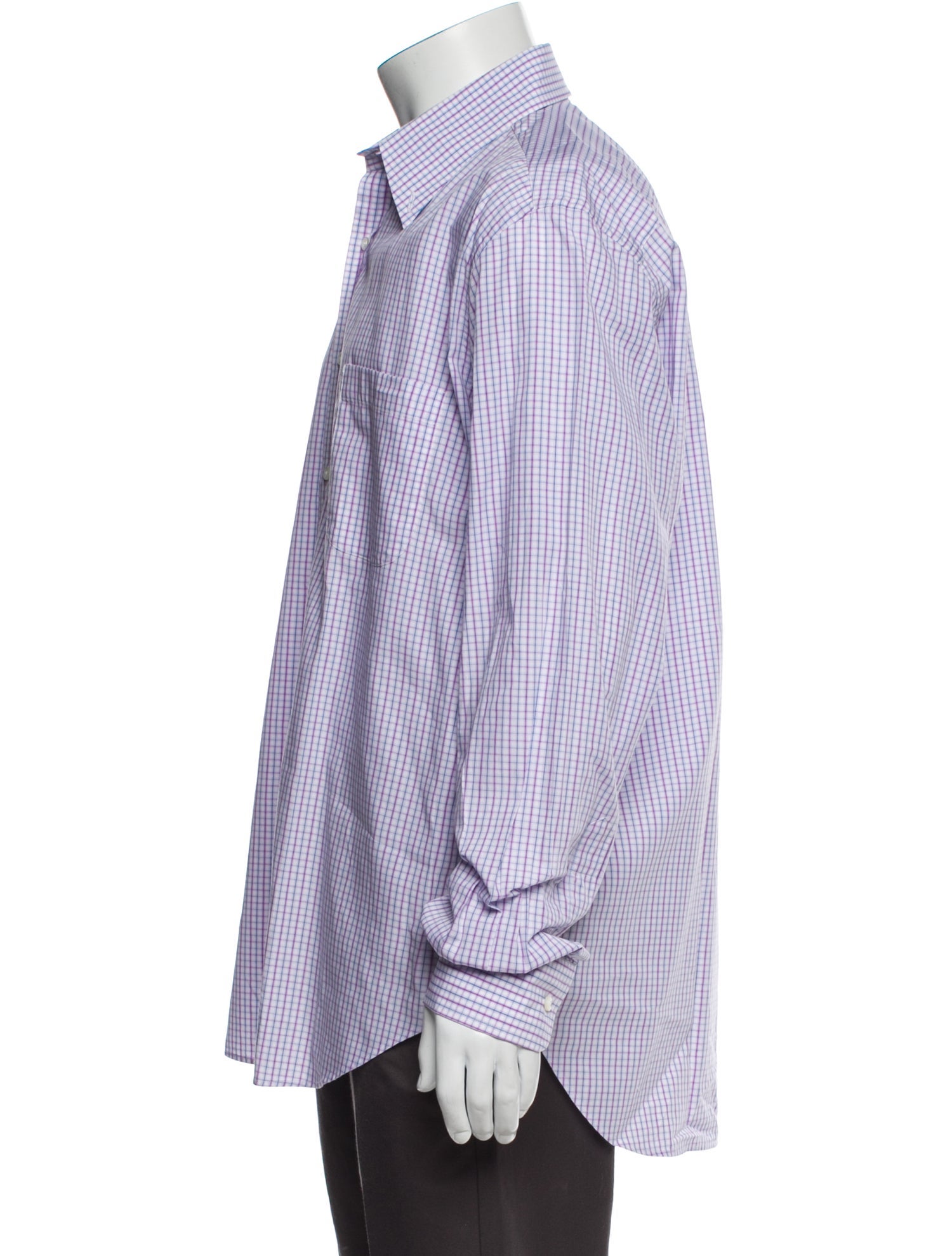 Loro Piana Plaid Print Long Sleeve Dress Shirt