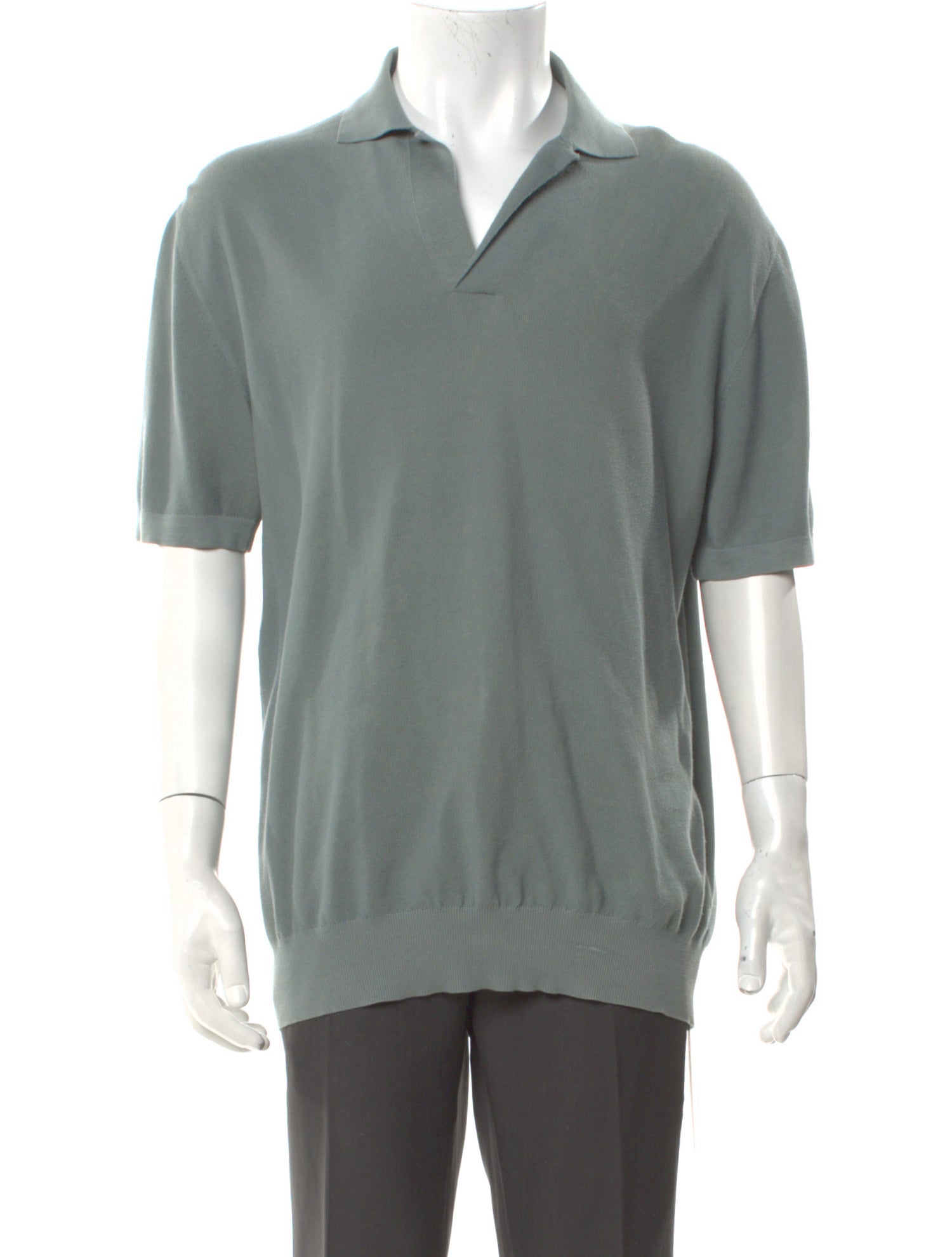 Loro Piana Mock Neck Short Sleeve Polo Sweater