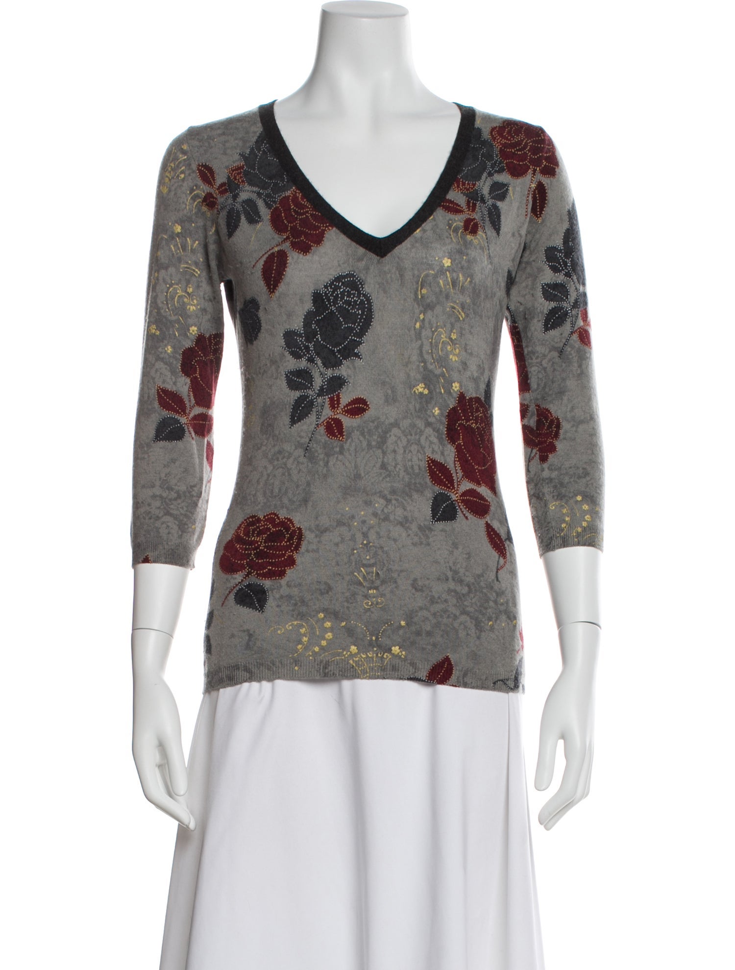 Loro Piana Cashmere Floral Print Sweater