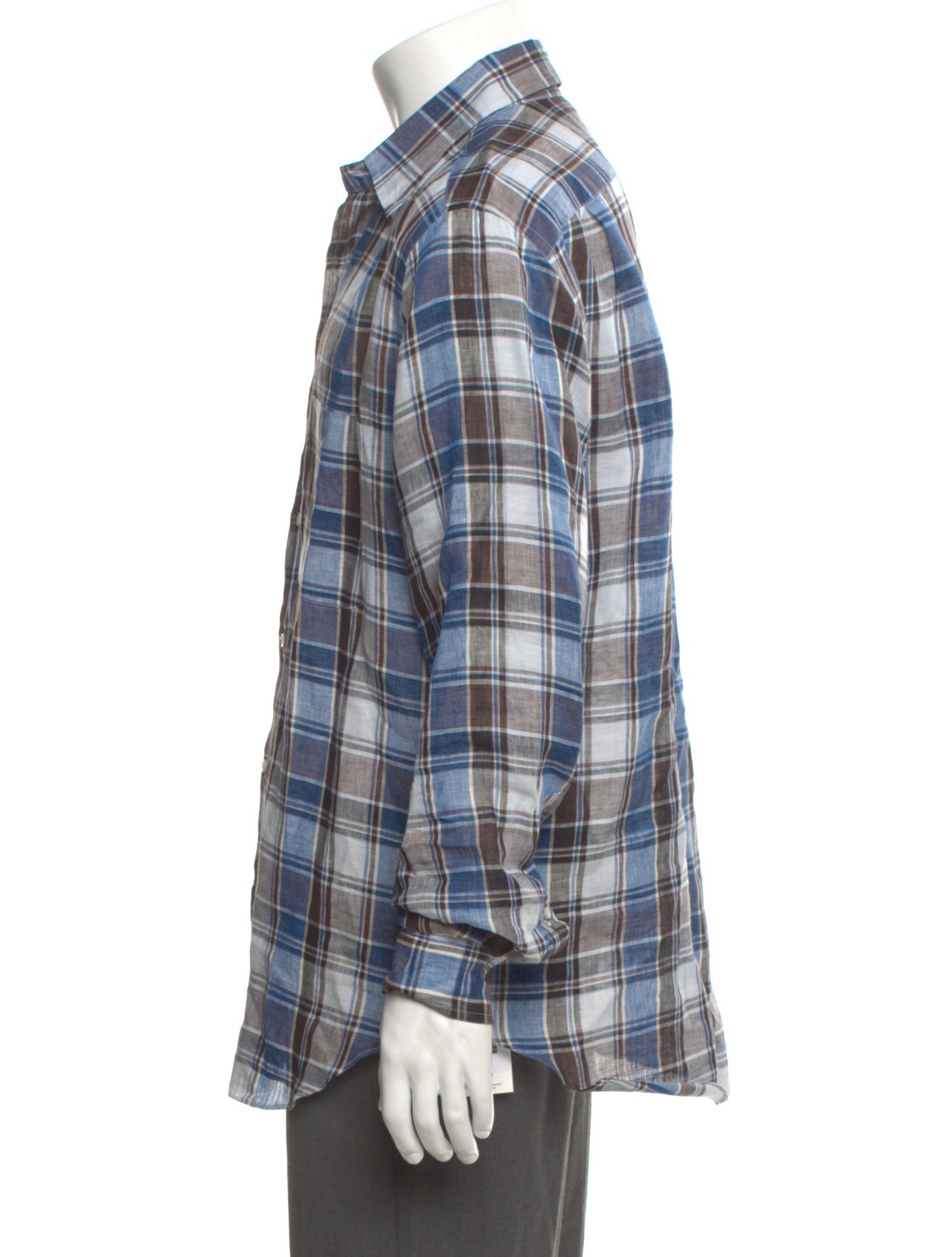 Loro Piana Linen Plaid Print Shirt
