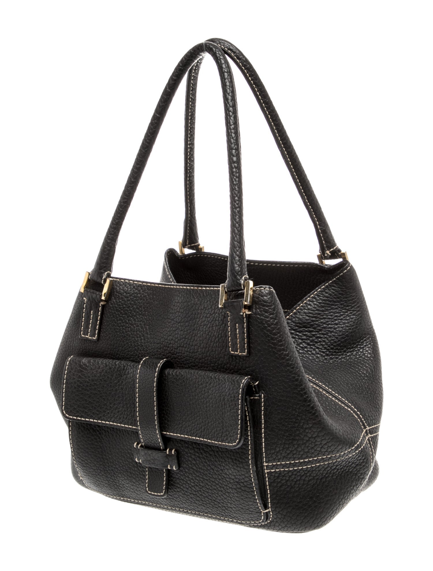 Loro Piana Leather Globe - Black Shoulder Bags, Handbags