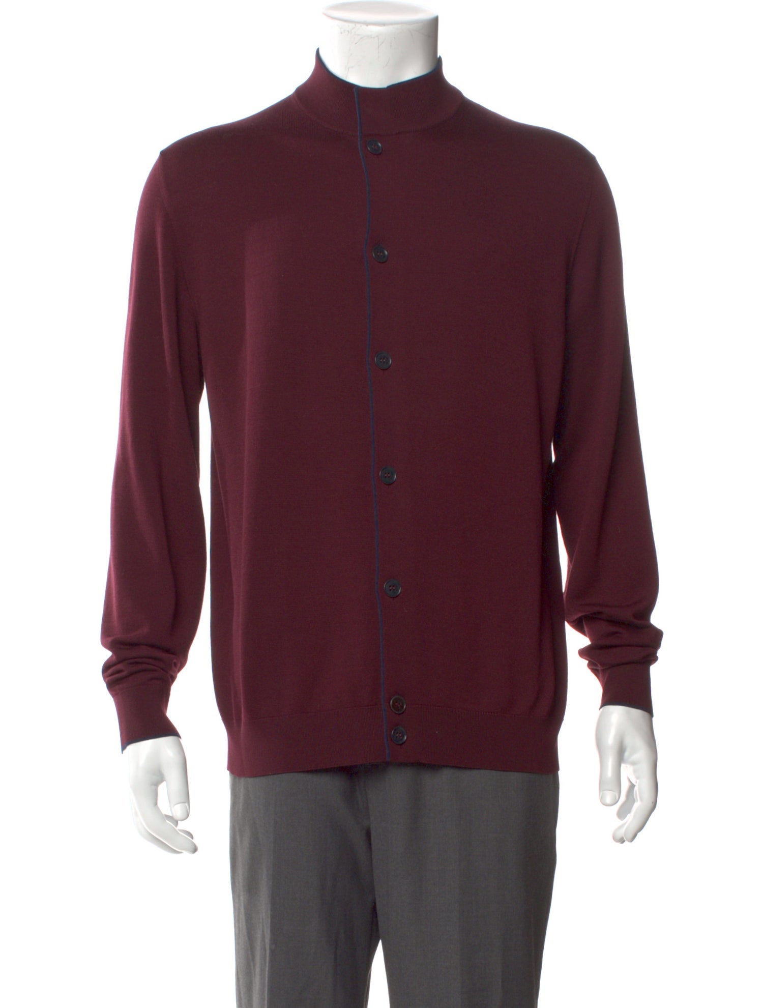 Loro Piana Virgin Wool Mock Neck Cardigan