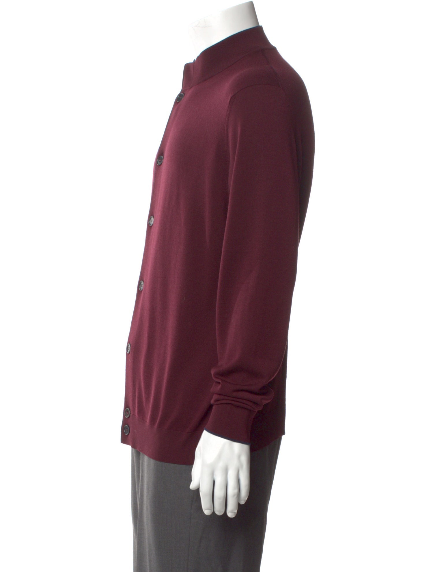 Loro Piana Virgin Wool Mock Neck Cardigan