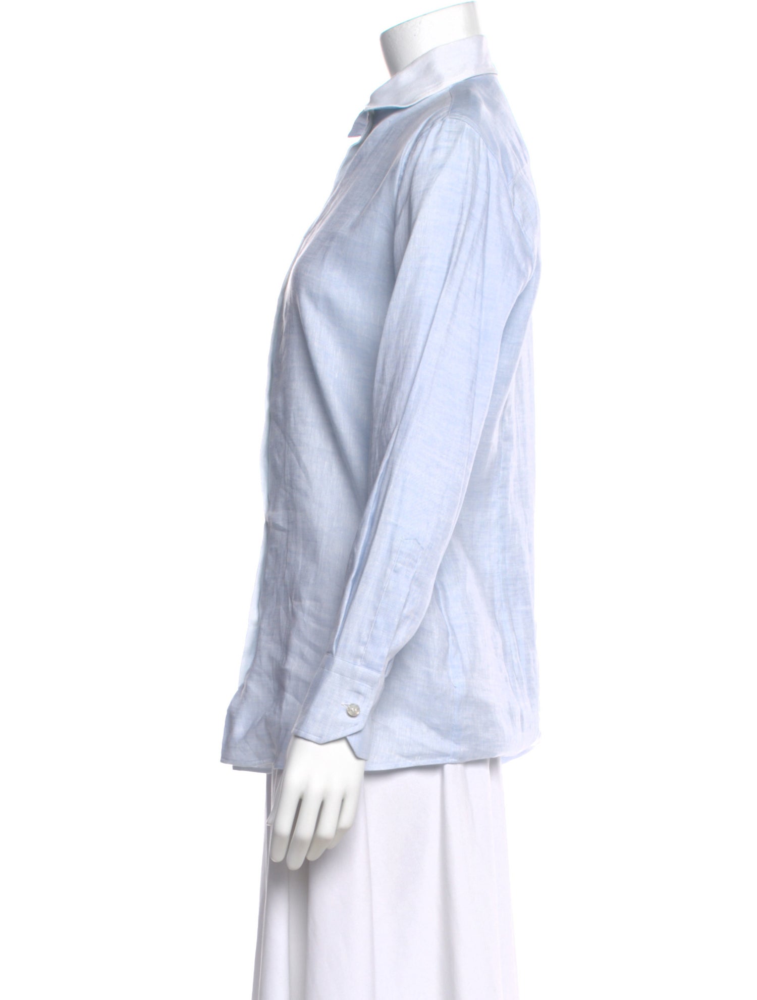 Loro Piana Linen Long Sleeve Button-Up Top