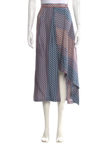 Pre-owned Loro Piana Silk Midi Length Skirt In Blue