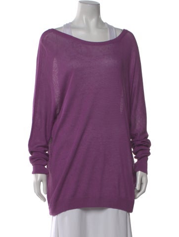 Pre-owned Loro Piana Linen Scoop Neck Sweater In Purple