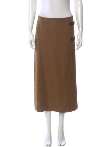 Pre-owned Loro Piana Linen Midi Length Skirt W/ Tags In Neutral