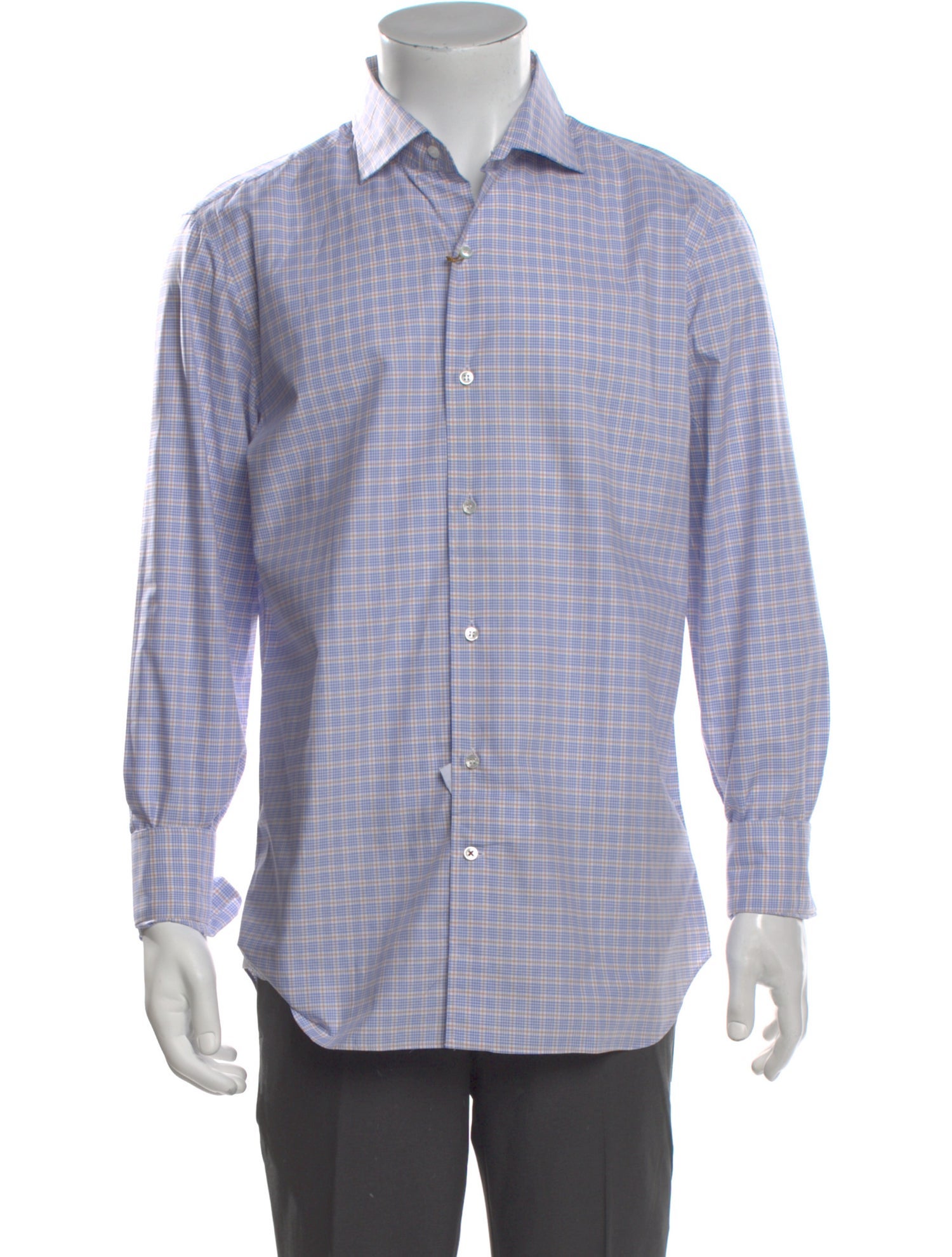 Loro Piana Plaid Print Long Sleeve Dress Shirt