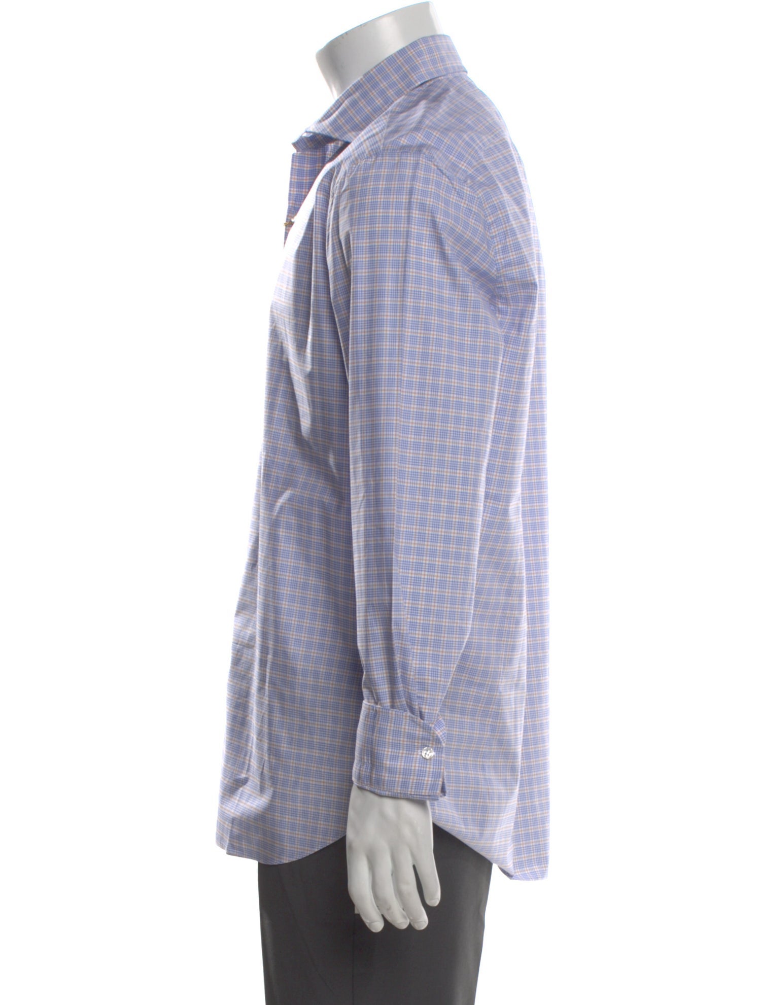 Loro Piana Plaid Print Long Sleeve Dress Shirt