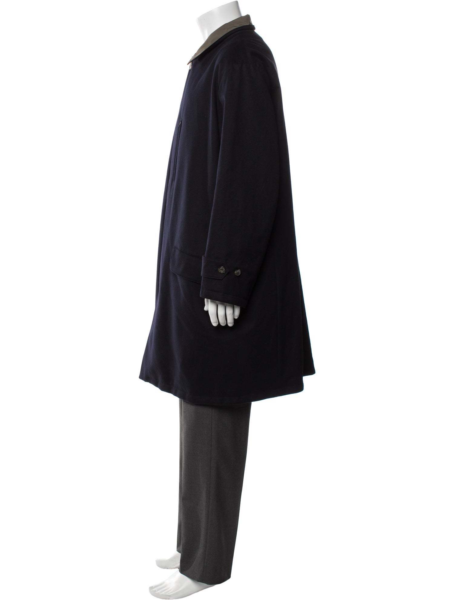 Hermès Crocodile Double-Breasted Peacoat - Blue Outerwear