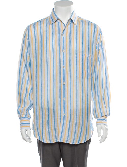 Loro Piana Linen Striped Shirt Blue