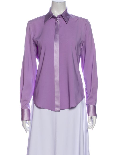 Loro Piana Silk Long Sleeve Button-Up Top Purple