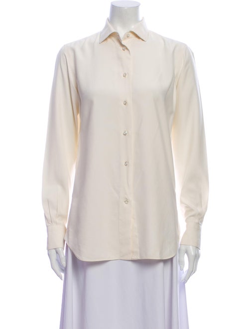 Loro Piana Silk Long Sleeve Button-Up Top