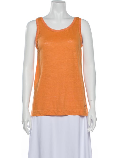 Loro Piana Linen Scoop Neck Top Orange