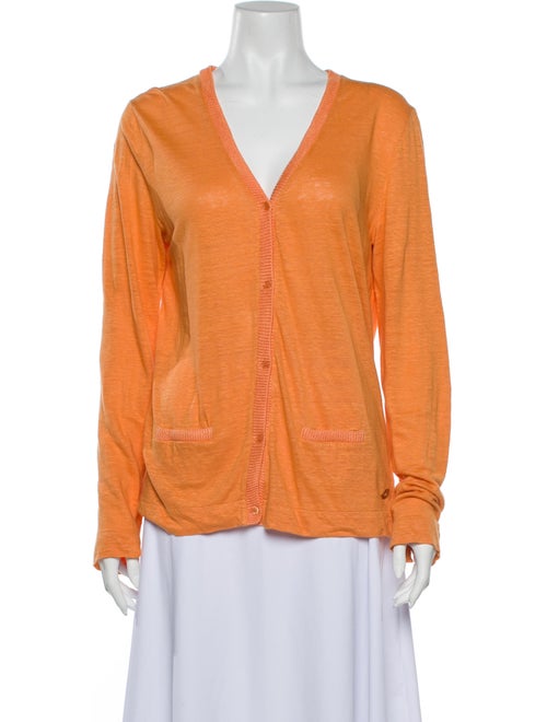 Loro Piana Linen V-Neck Sweater Orange