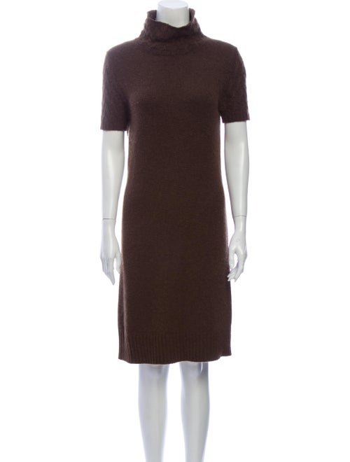 Loro Piana Turtleneck Knee-Length Dress Brown