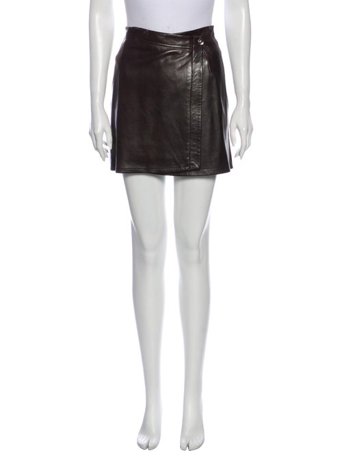Loro Piana Leather Mini Skirt Brown