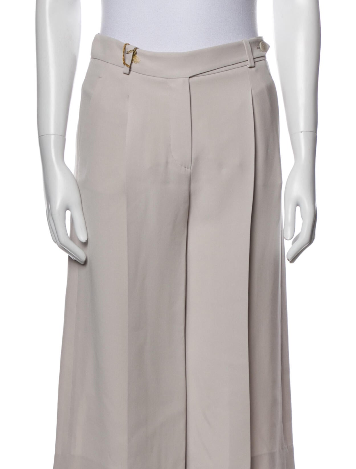 Loro Piana Silk Wide Leg Pants w/ Tags - Neutrals, 12