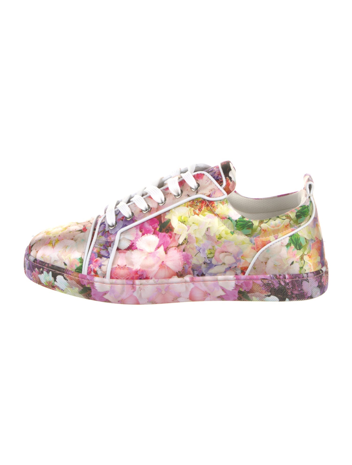 Christian Louboutin Satin Floral Print Sneakers