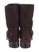 Louis Vuitton Monogram Mini Lin Pattern Suede Moto Boots