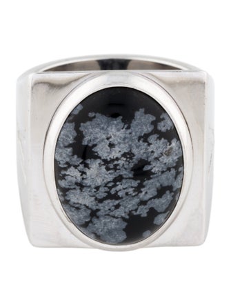 Louis Vuitton Snowflake Obsidian Signet Ring