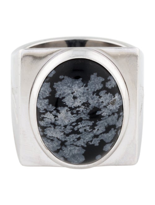 Louis Vuitton Snowflake Obsidian Signet Ring